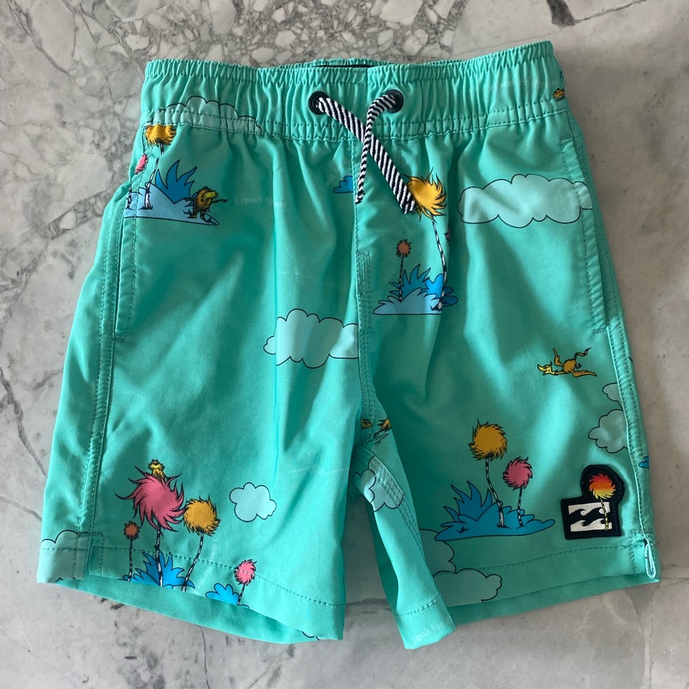 Billabong Dr. Seuss limited edition “I speak for the seas” Swim Trunks Size 4